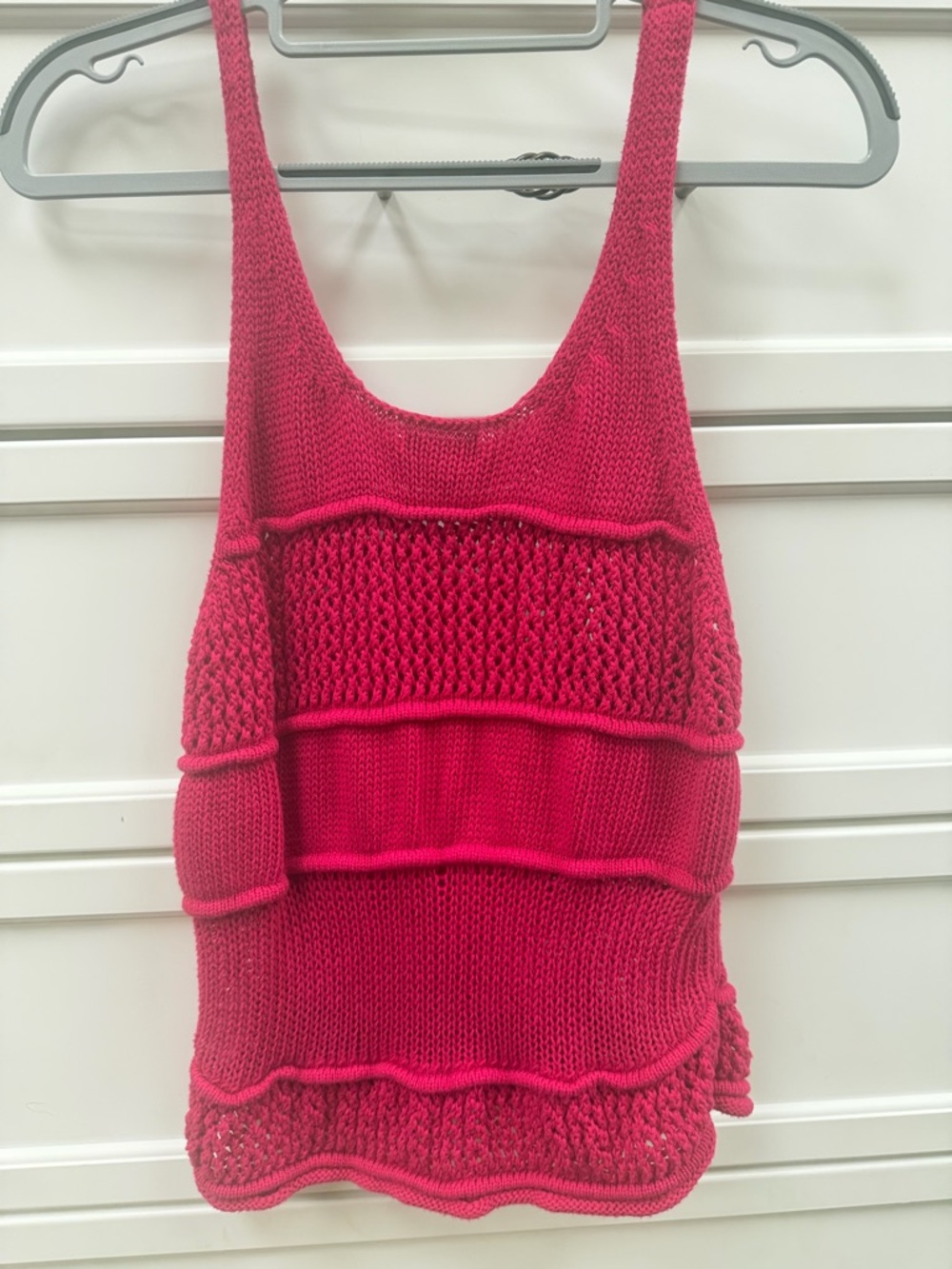 Express Hot Pink Layered Knit Tank Top